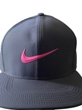 Nike Pro Golf Adult Navy Blue Snapback with Pink Swoosh Accent